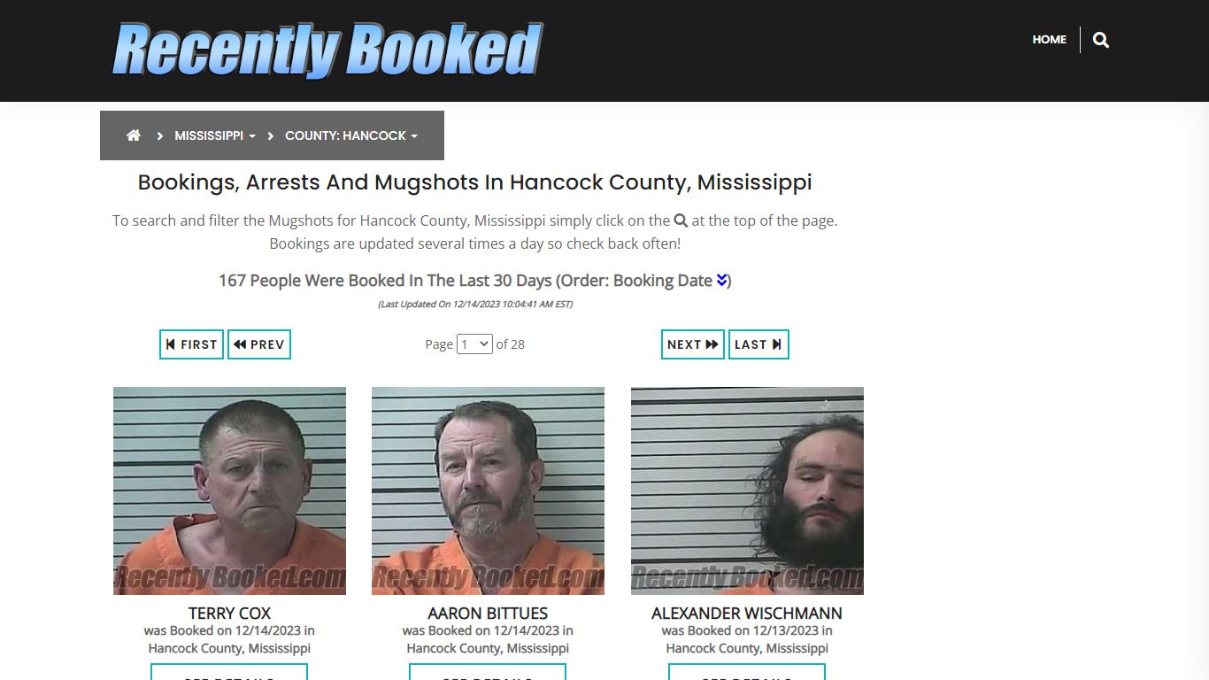 Bookings, Arrests and Mugshots in Hancock County, Mississippi